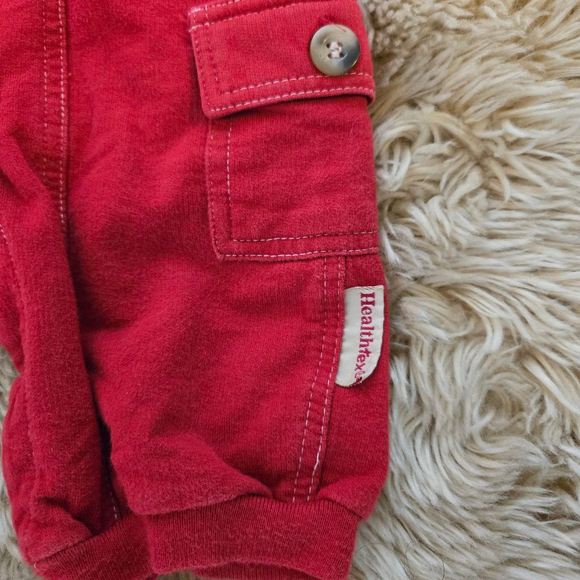 Vintage Two Piece Health Tex Baby Boys Red Puppy Dog Bodysuit Overalls set - Picture 4 of 6